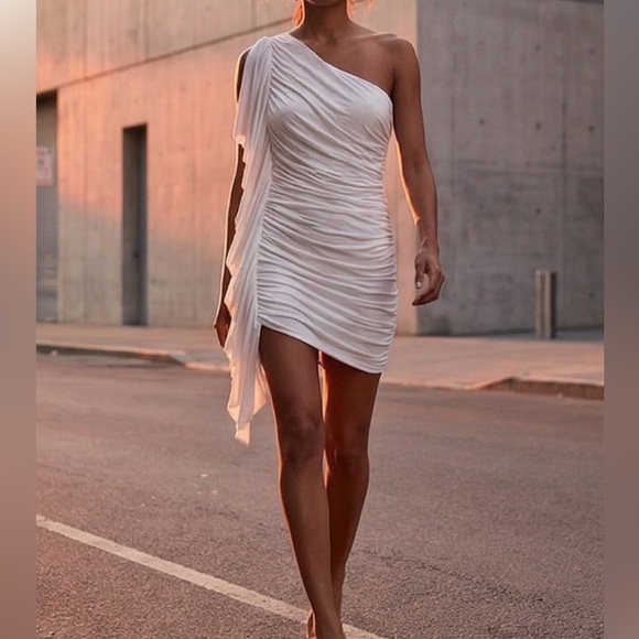 Boston Proper One Shoulder White Dress